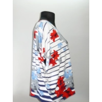 Bluzka oversize w marynarskie paski i kwiaty - biodra 138cm